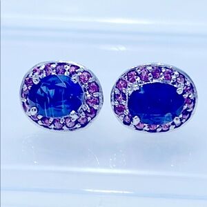 Genuine Kyanite Garnet 14KGP Earrings